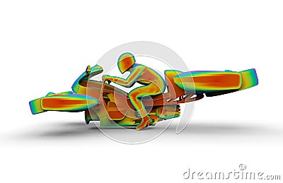 Hover bike finite element analysis Cartoon Illustration