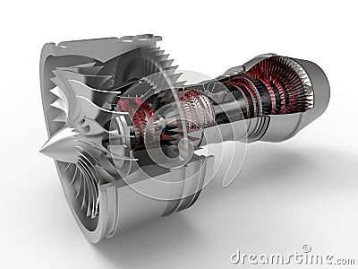 Jet engine section cut Cartoon Illustration