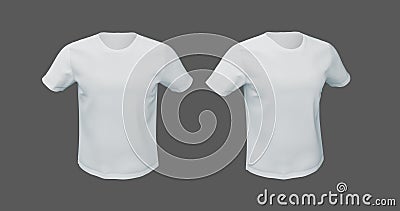 3d render illustration layout of a white T-shirt front view, side view Cartoon Illustration