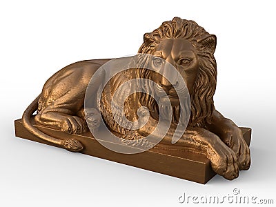 3D rendering - majestic lion statuette Cartoon Illustration