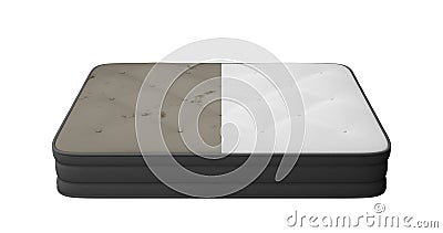 3d render illustration the mattress is divided into 2 parts dirty, dark and clean. Cartoon Illustration