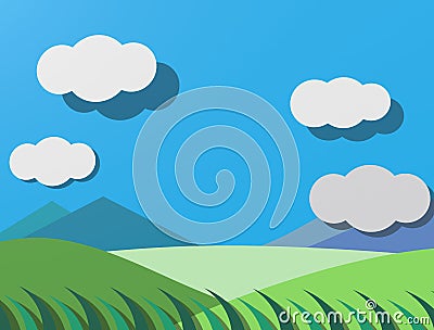 Meadow landscape Cartoon Illustration