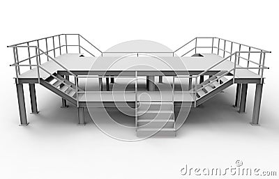 Grey factory platform 3D illustration Cartoon Illustration
