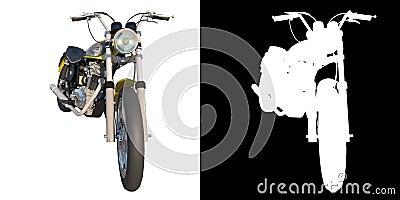 Off road motorcycle motocross vitange 1960s 2-Perspective view white background alpha png 3D Rendering Ilustracion 3D Cartoon Illustration