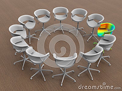 3D rendering - multicultural meeting concept Cartoon Illustration