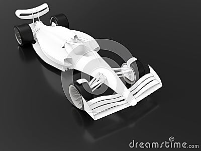 3D rendering - outlined racing car Cartoon Illustration