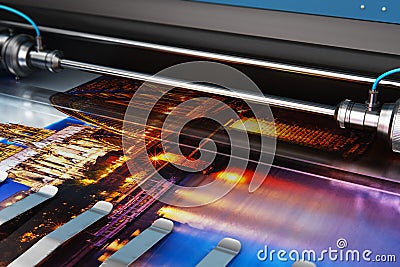 Printing photo banner on large format color plotter Cartoon Illustration