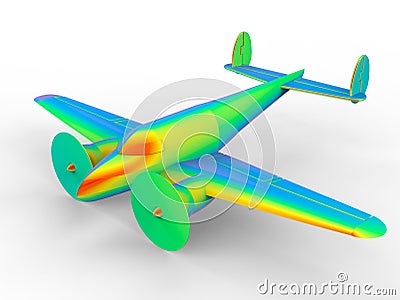 3D rendering - rainbow colored airplane Cartoon Illustration