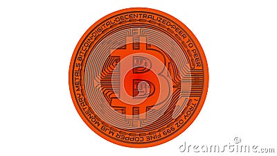 3D rendering - Red Bitcoin coin Cartoon Illustration