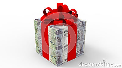 3D rendering - red ribbon 500 RON gift Cartoon Illustration