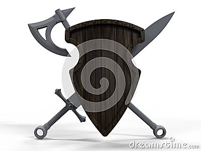 Shaded medieval shield Cartoon Illustration