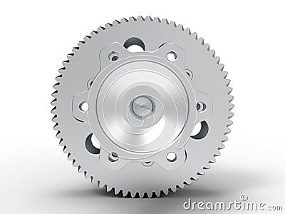 3D render - steel gear mechanism Cartoon Illustration