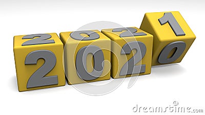 3D rendering - 2021 year change in yellow Cartoon Illustration