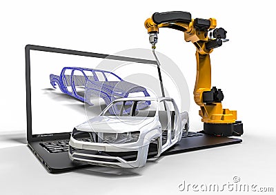 Automotive manufacturing business. Automatic Assembly line Stock Photo