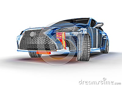 Xray of a car with heated engine Stock Photo