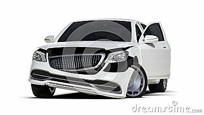 3D render image of a limousine damage Stock Photo