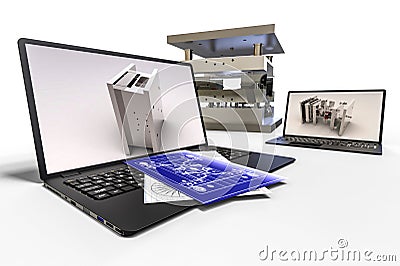 3D render image representing CAD process Stock Photo
