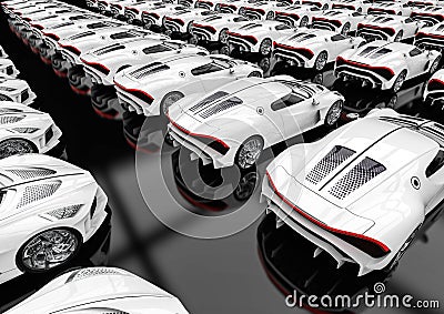 3D render image representing luxury car parking lot Stock Photo