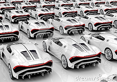 3D render image representing luxury car parking lot Stock Photo