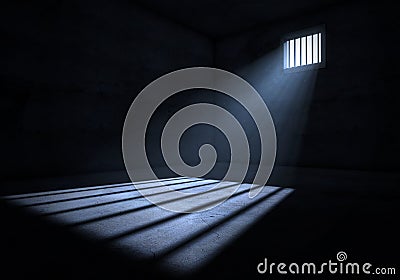 3d render inside of a prison cell Stock Photo