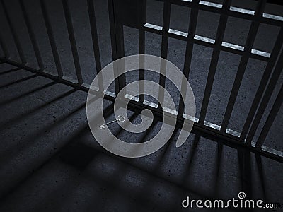 3d render of a key on the floor of a prison cell Stock Photo