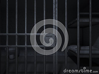 3d render of a locked prison cell door Stock Photo