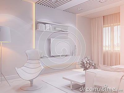 3d render of the interior design living room Cartoon Illustration