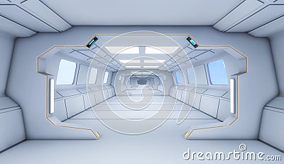 3d render interior. Futuristic hallway. Stock Photo