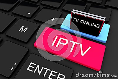 3D render . IPTV . Online television broadcasting . Technology concept Stock Photo