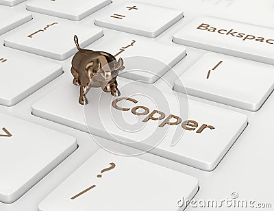3d render of keyboard with copper button Stock Photo