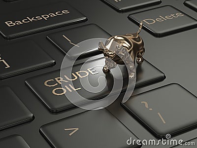 3d render of keyboard with crude oil button Stock Photo