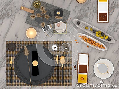 3d render kitchen decor set Stock Photo