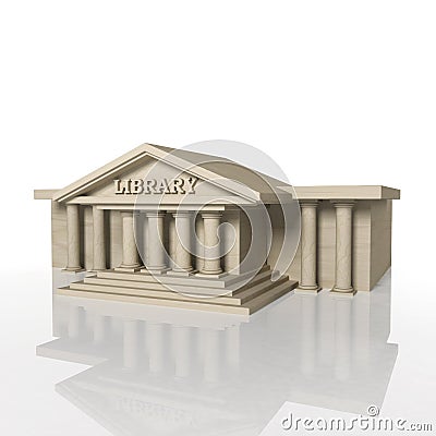 3D render of library building with reflection Stock Photo