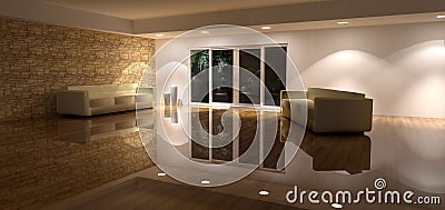 3D REnder of a Living Room Stock Photo