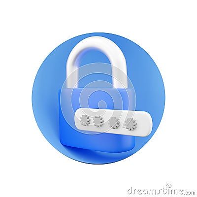 3D render lock password icon. 3D render security password icon on white background. 3D render password icon Stock Photo