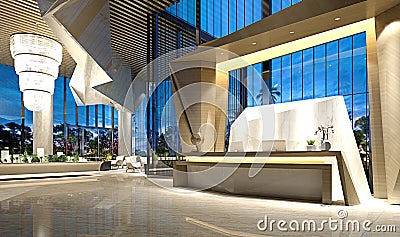 3d render of luxury hotel reception lobby Stock Photo