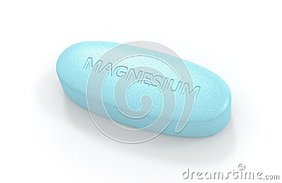 3d render of magnesium pill over white Stock Photo