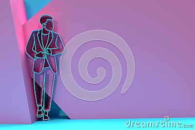 3D Render Man in Business Man Standing with Space of Your Text art illustration Cartoon Illustration