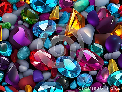 3d render of many different colorful gemstones Stock Photo