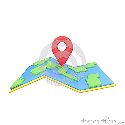 3d render map, pin, Location icon. GPS navigator pointer. 3D render Illustrations. Stock Photo