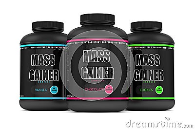 3d render of mass gainer bottles Stock Photo