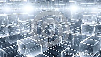 3D Render Maze of Interconnected Transparent, Transparent Maze, Abstract, Complexity Stock Photo