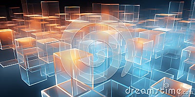3D Render Maze of Interconnected Transparent, Transparent Maze, Abstract, Complexity Stock Photo