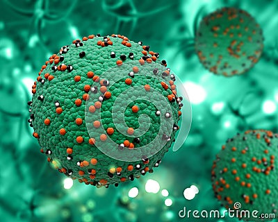 3D medical background with measles virus Stock Photo