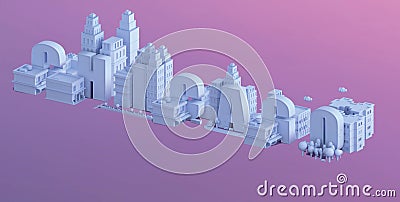 3d render of a mini city, typography 3d of the name chicago Stock Photo