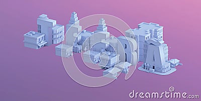 3d render of a mini city, typography 3d of the name teera Stock Photo