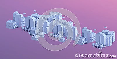 3d render of a mini city, typography 3d of the name toronto Stock Photo