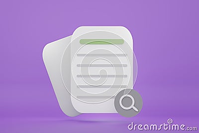 3d render of minimal checklist detail or notebook with empty checkbox on purple background Stock Photo