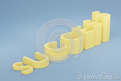 3d render of minimal pastel bar graph with success words. Scene of seo marketing design Stock Photo