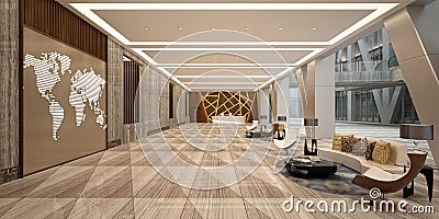3d render of hotel lobby Stock Photo